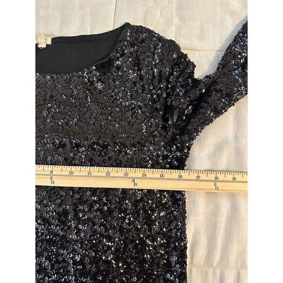 J. CREW Womens Black Sequin Blouse Size S Boatneck 3/4 Sleeve Pullover Glitzy - Picture 7 of 7